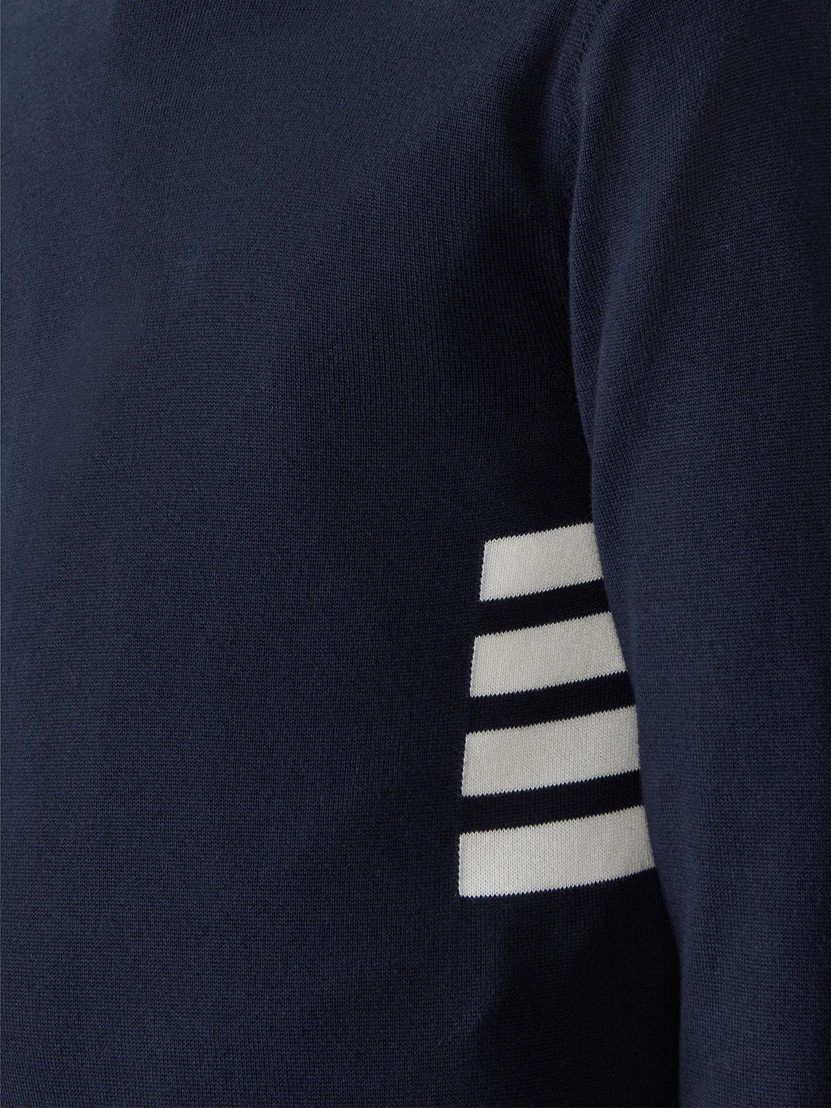 Crew Neck Navy Sweater with Subtle Striped Detail
