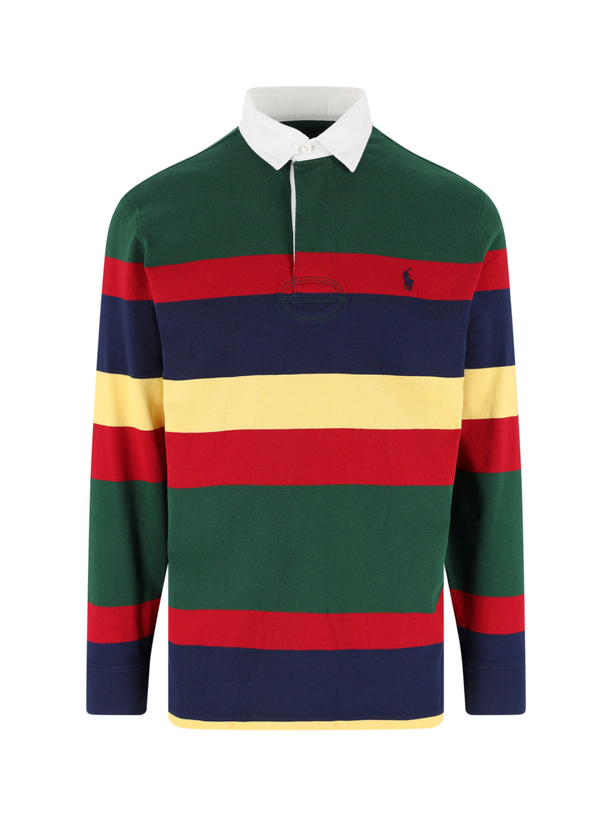Multicolor Horizontal Striped Long-Sleeve Polo