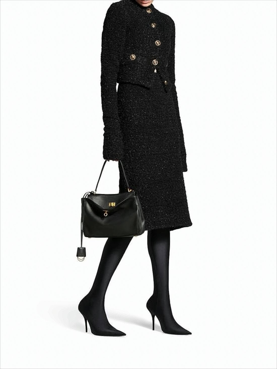 Rectangular Black Leather Shoulder Bag