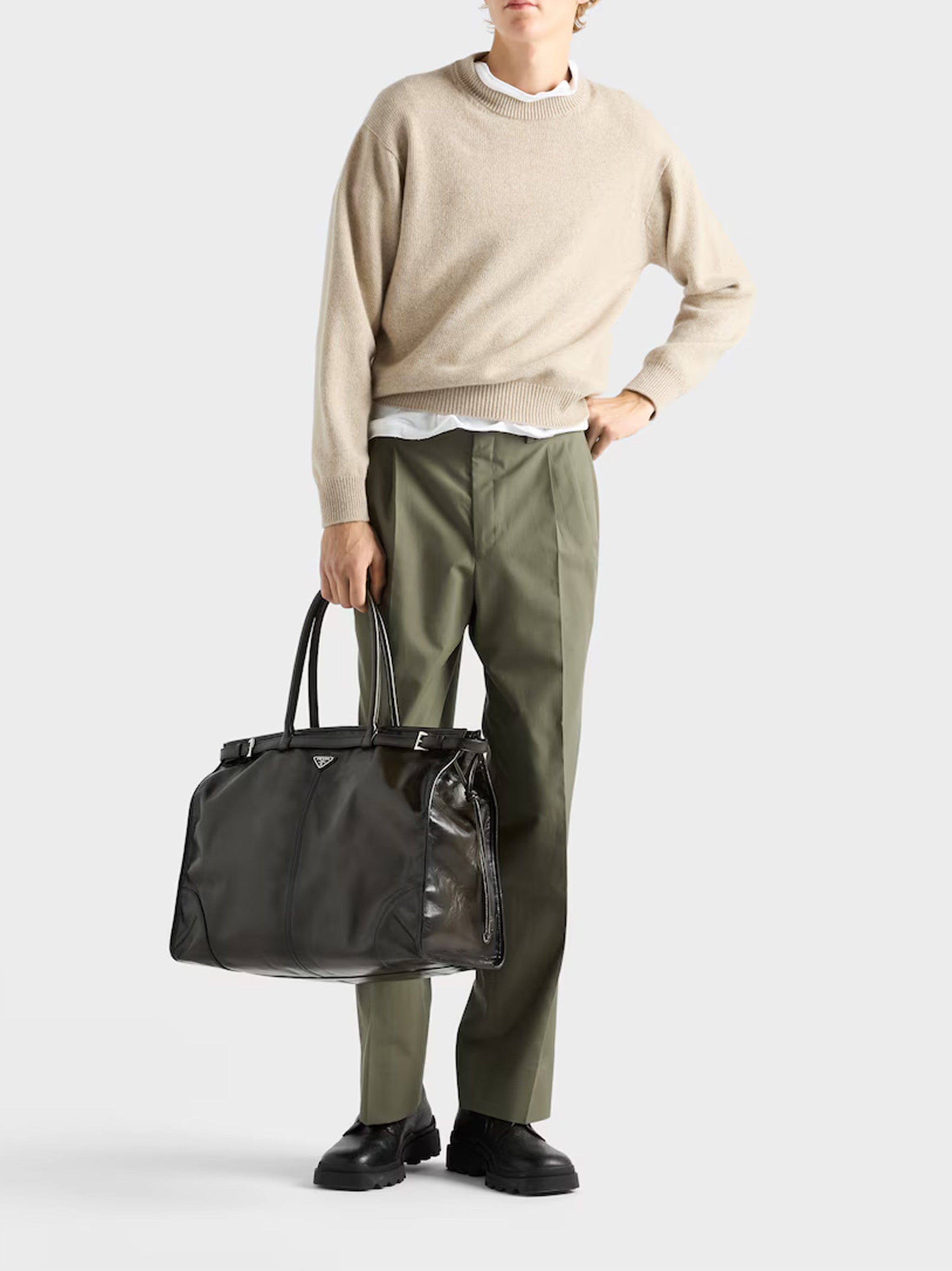 Beige Relaxed Fit Fabric Sweater