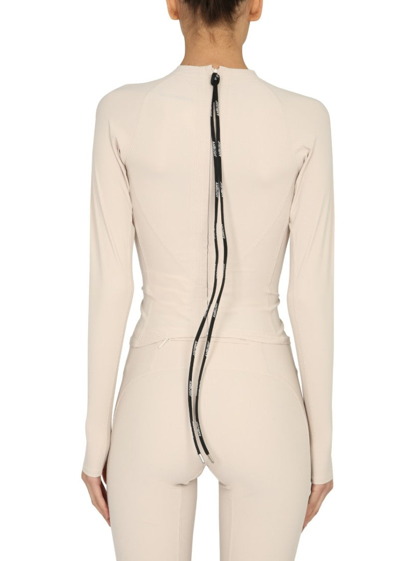 Fitted Long Sleeve Polo Neck Top