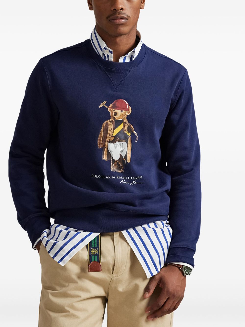 Crew Neck Sweatshirt with Equestrian Bear Graphic