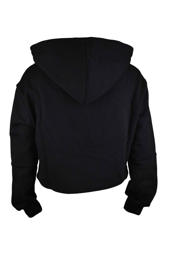 Cropped Black Hoodie With Gold Rhinestone Embroidery