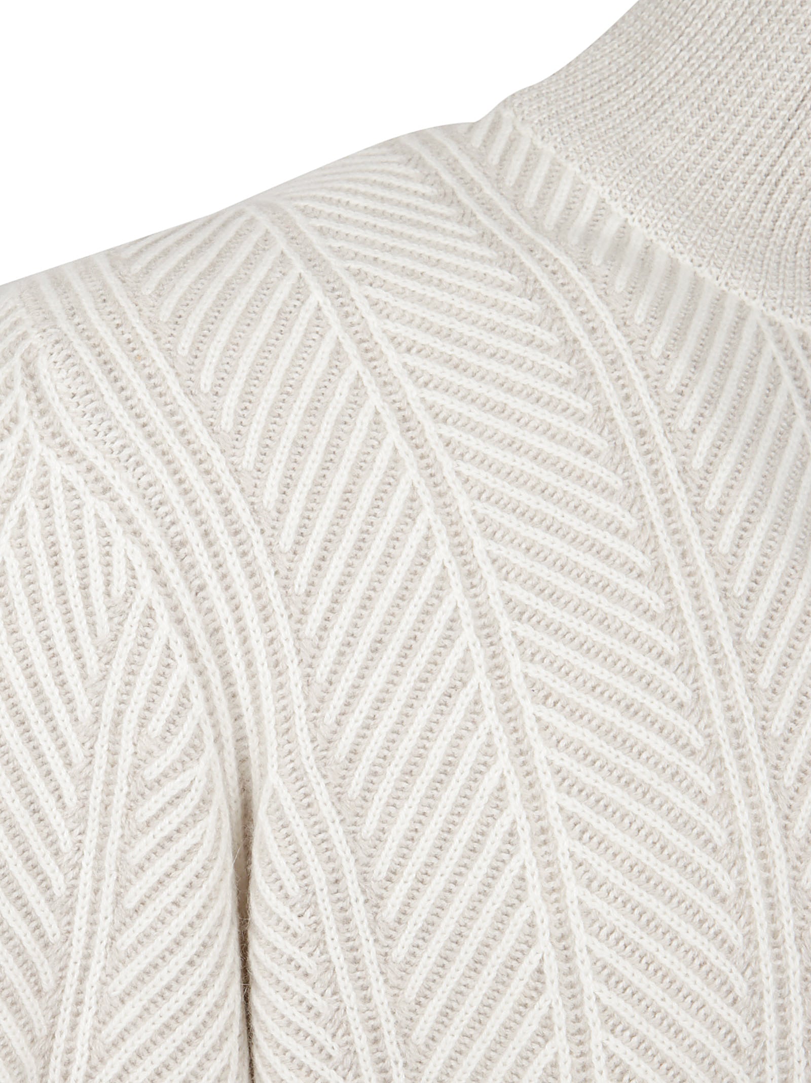 Turtleneck Sweater In Fine Herringbone Weave