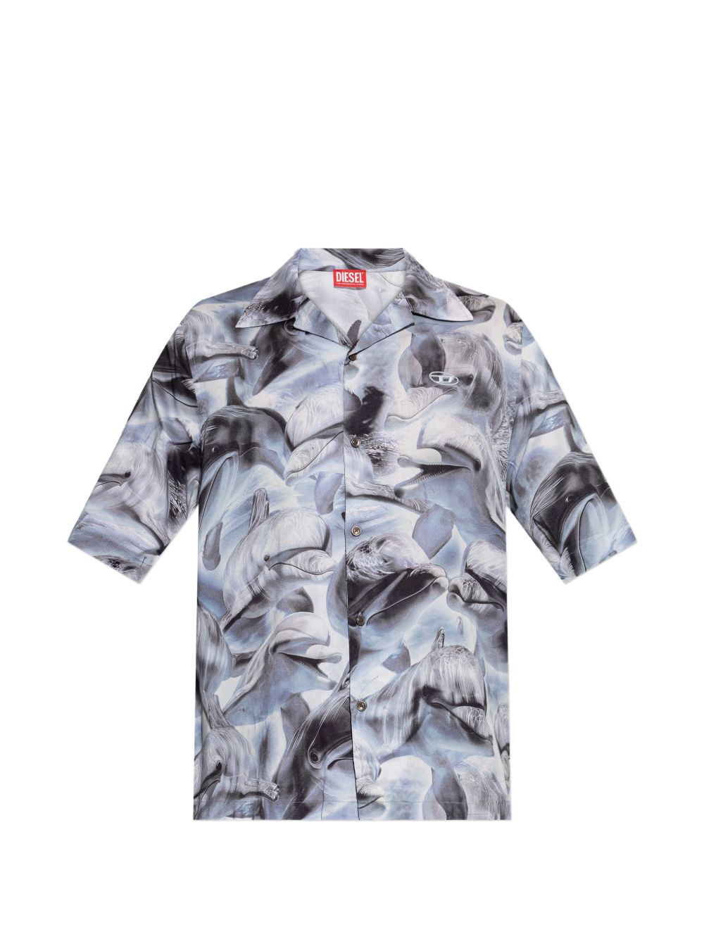 Short-Sleeved Shirt With Grey Dolphin Print