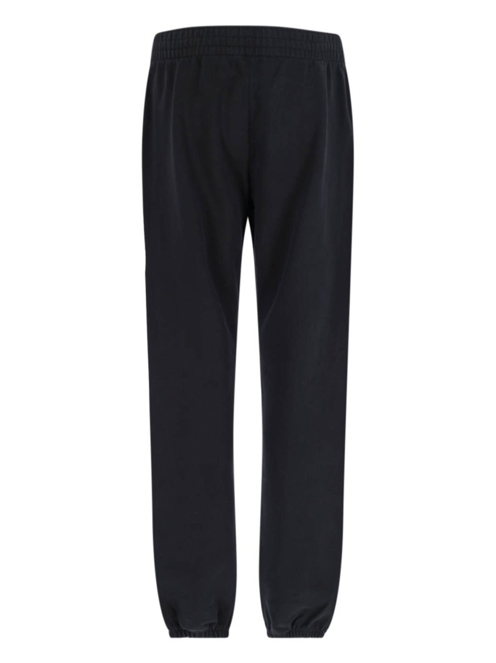 Logo Track Pants, In Black Cotton, Elasticated Mid-Rise