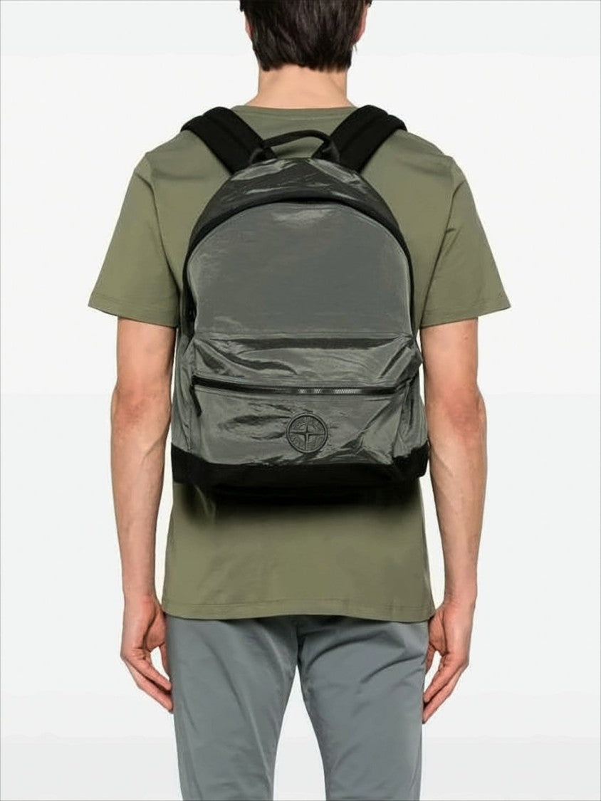 Sleek Rounded Nylon Backpack with Adjustable Straps