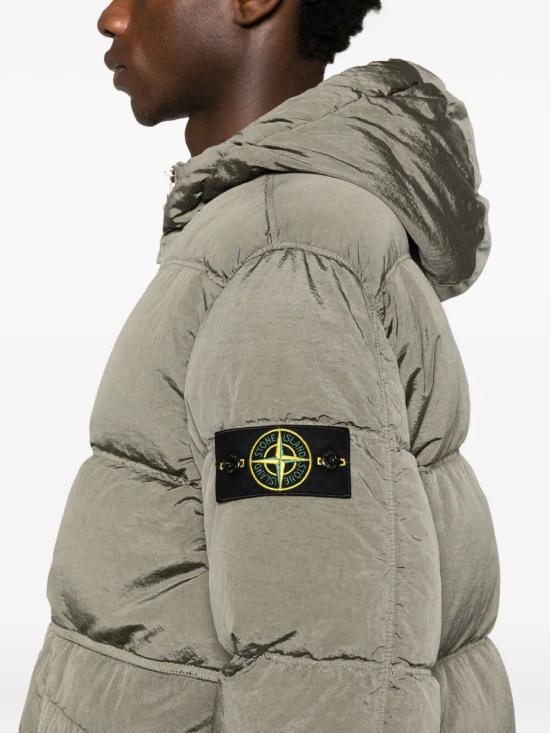 Hooded Down Parka in Nylon Metal EcoNyl