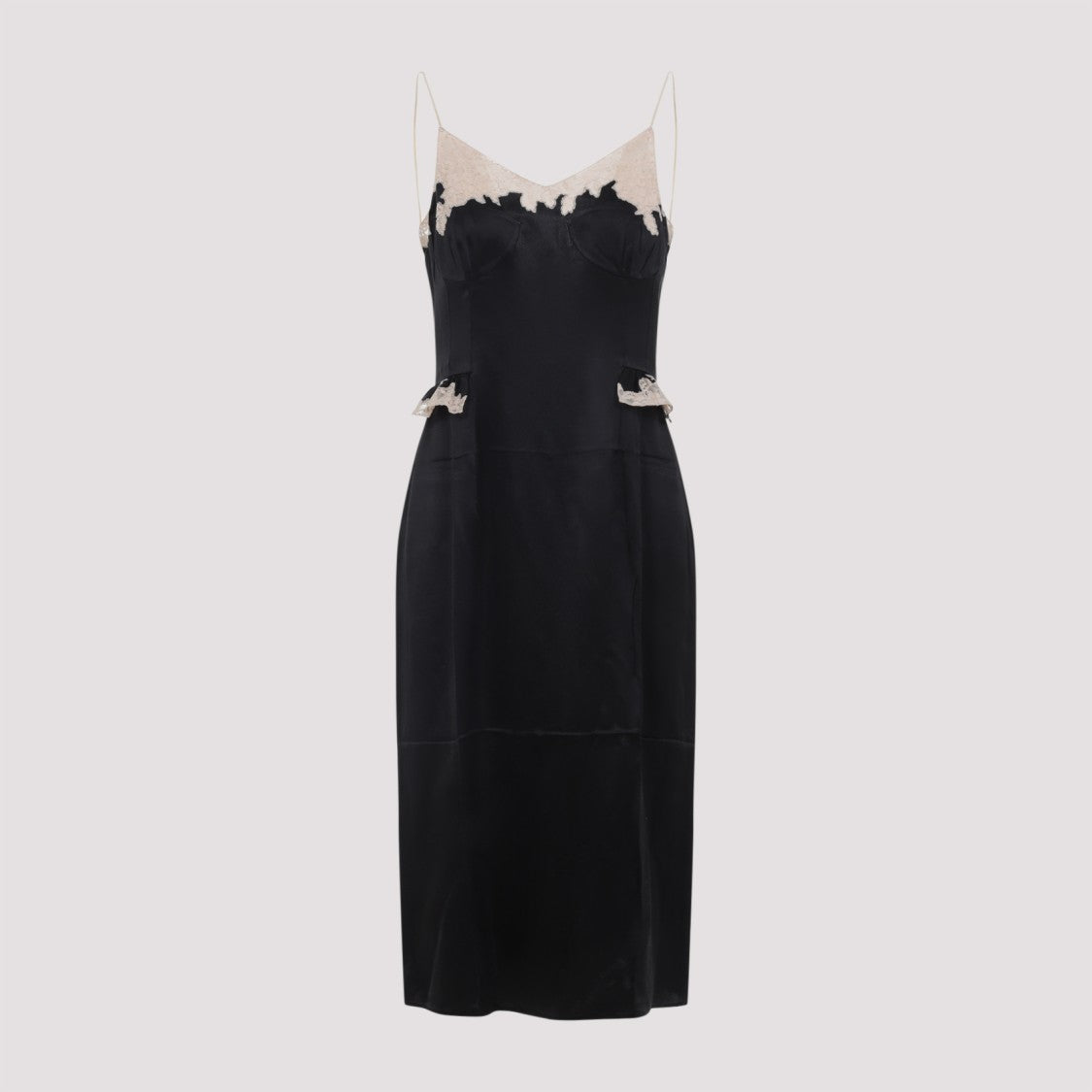 Silk Evening Dress With Lace Detailing