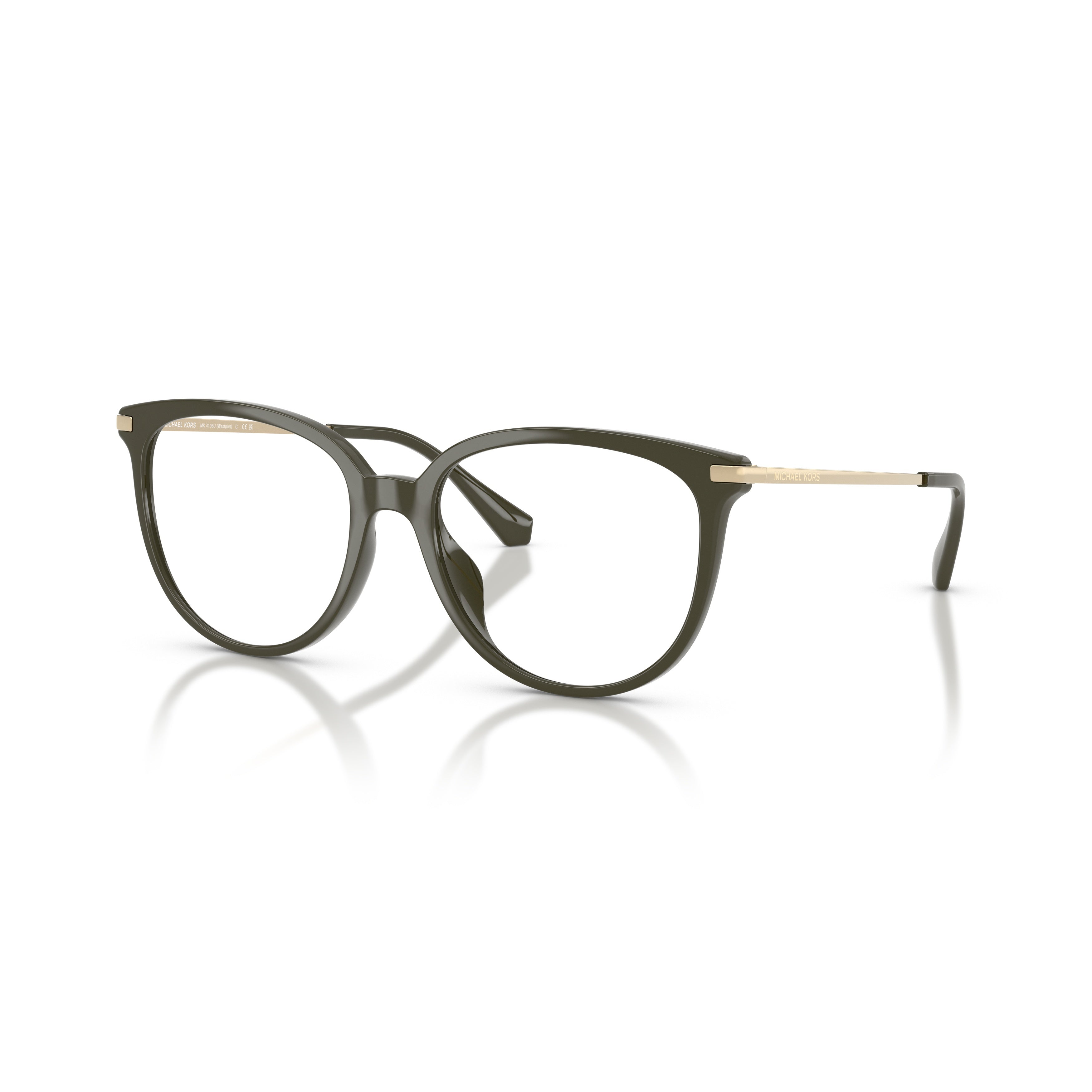 0mk4106u Rounded Cat-Eye Eyeglasses in Muted Olive Green