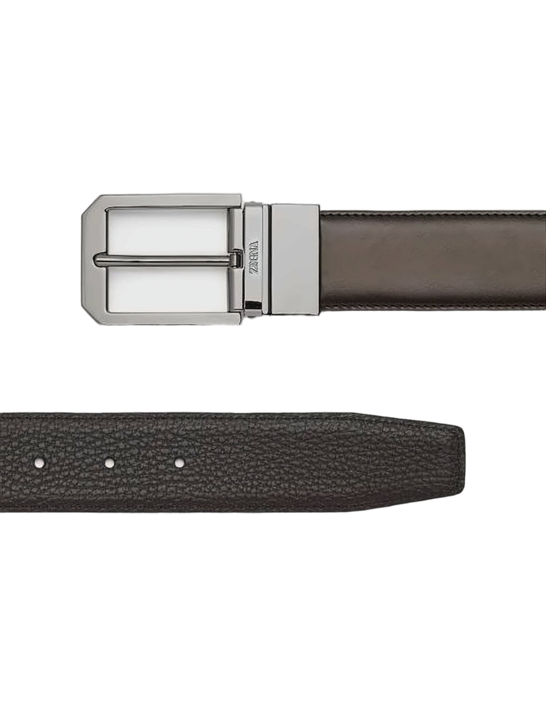 Reversible Calfskin Leather Belt with Rectangular Buckle