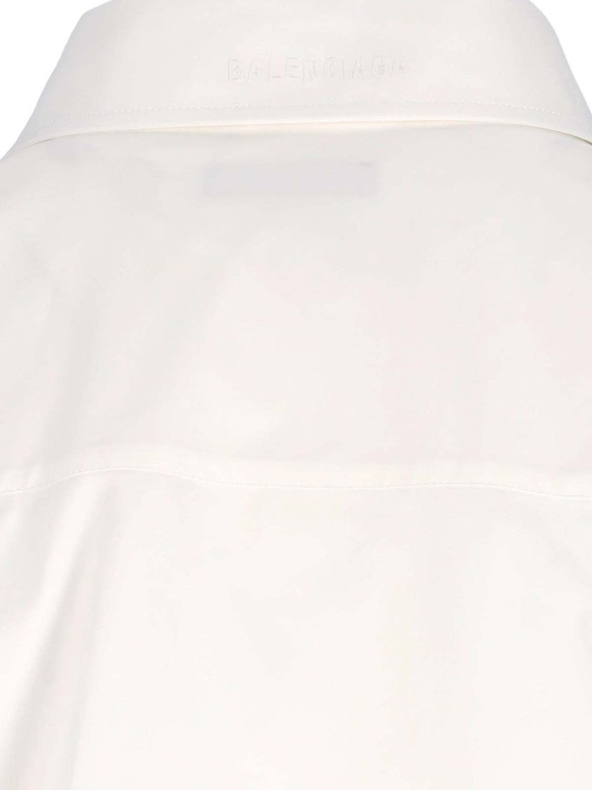 Semi-Fitted Shirt, In White Cotton, Classic Collar