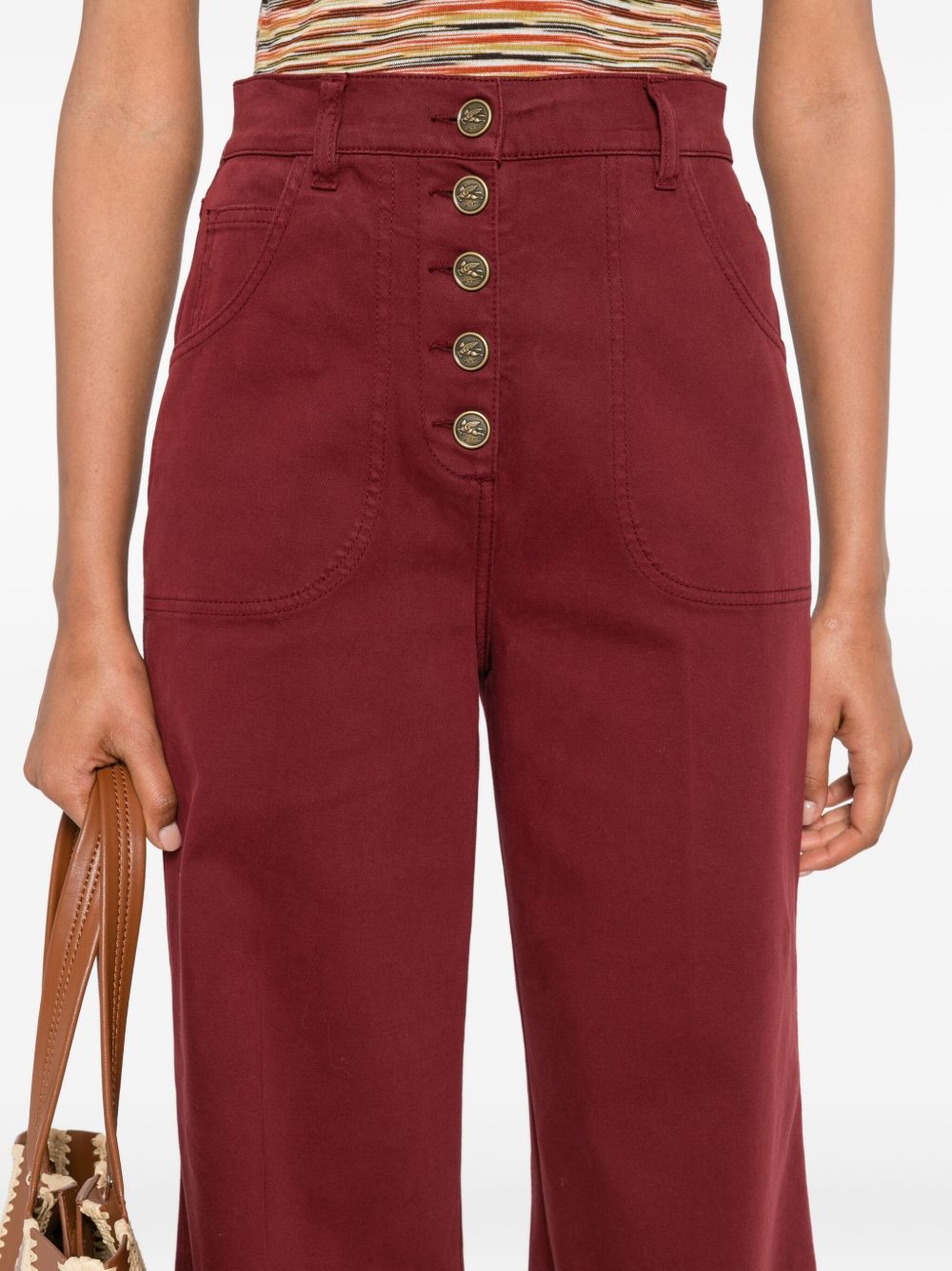 Bordeaux Flared Jeans With High Waist