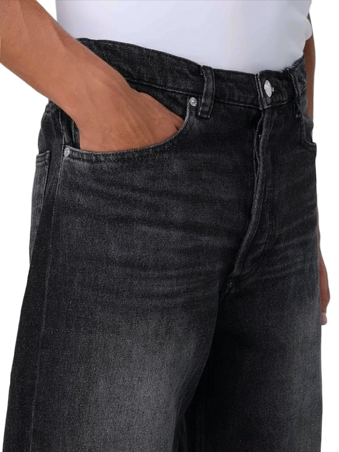 Washed Black Relaxed Fit Denim Pants