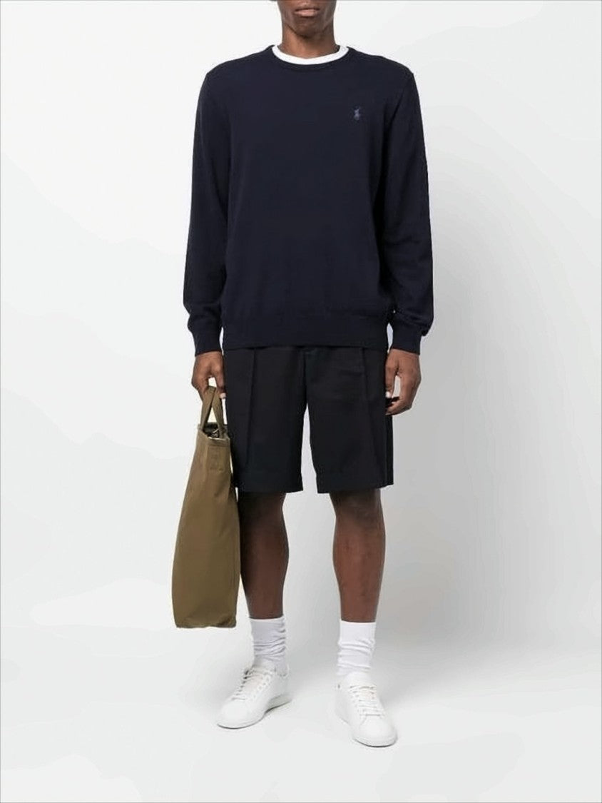 Fine-Knit Wool Sweater with Classic Crew Neckline