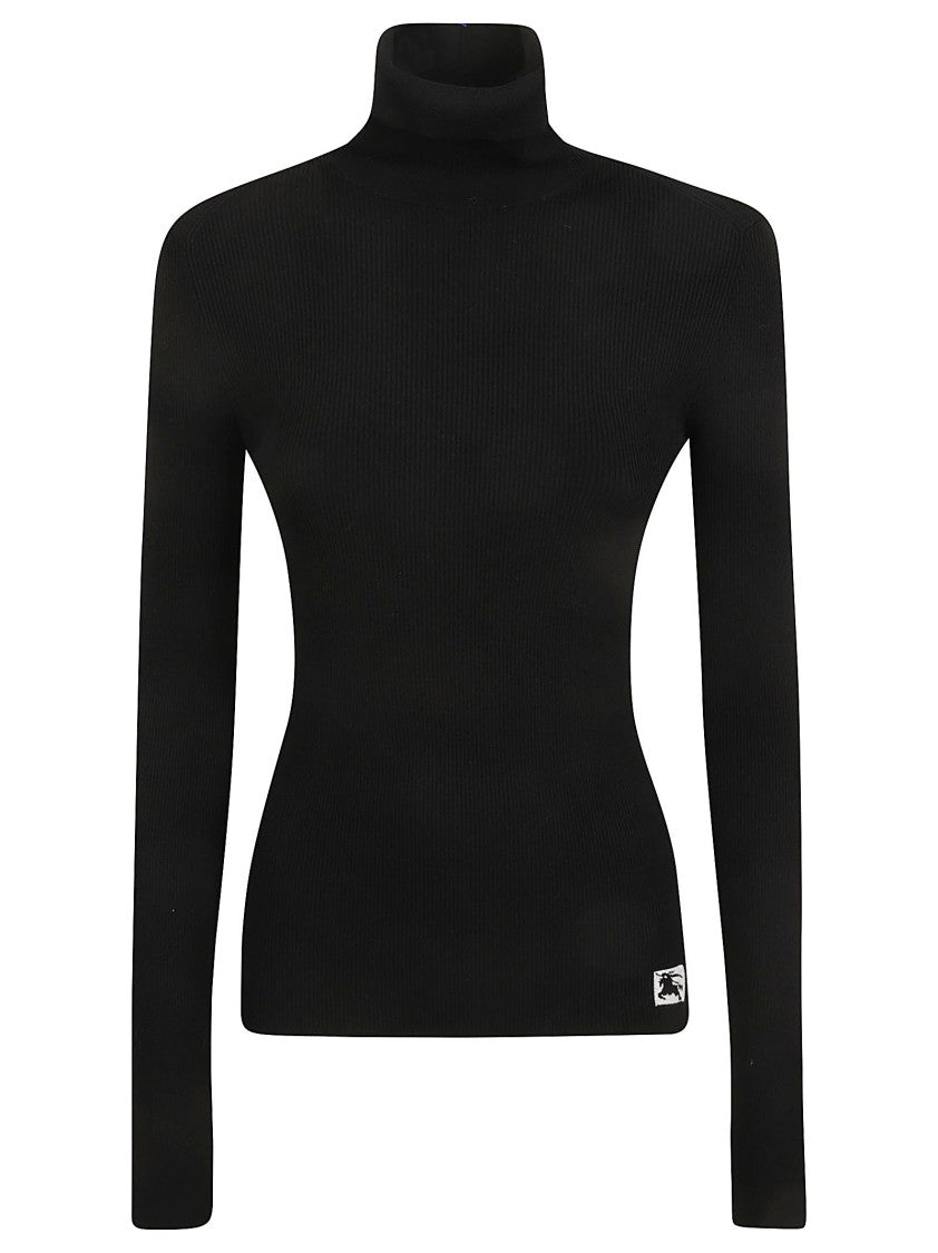 Fitted Black Sweater With High Neck