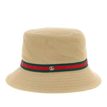 Beige Cotton Bucket Hat
