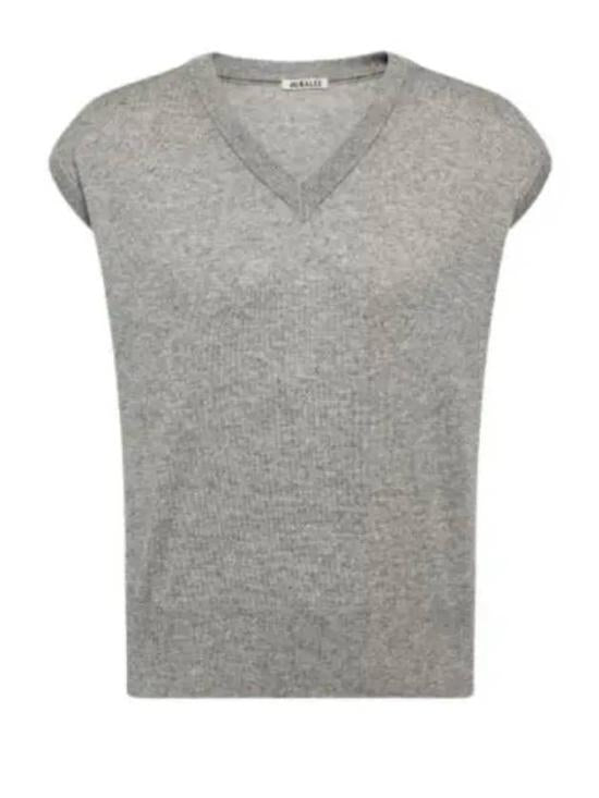 Heathered Grey Cashmere-Silk Knit Vest