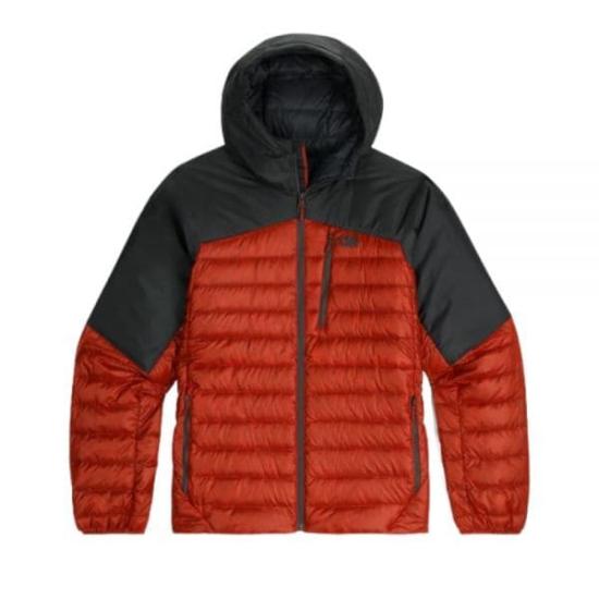 Hooded Padded Jacket With Quilted Design And Contrasting Panels