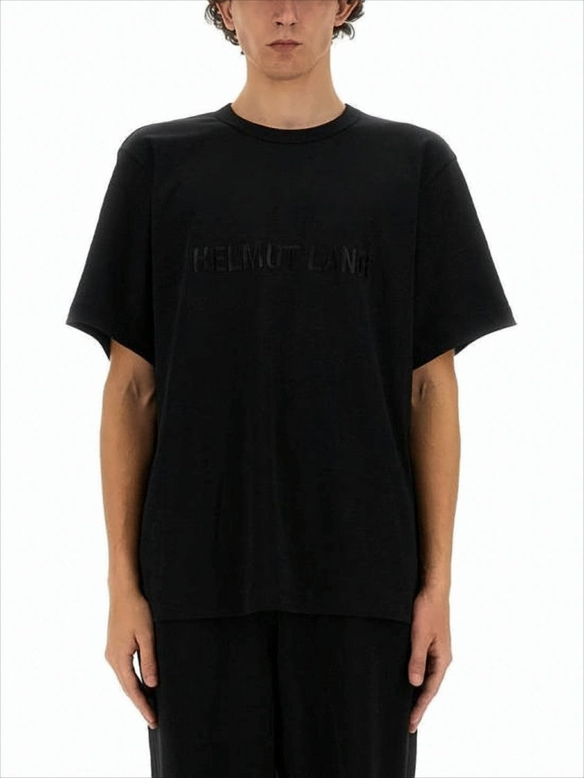 Short-Sleeve Black T-Shirt with Embossed Logo