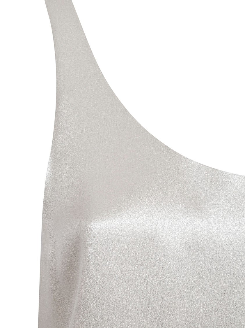 Sleeveless Silk Top With Rounded Neckline
