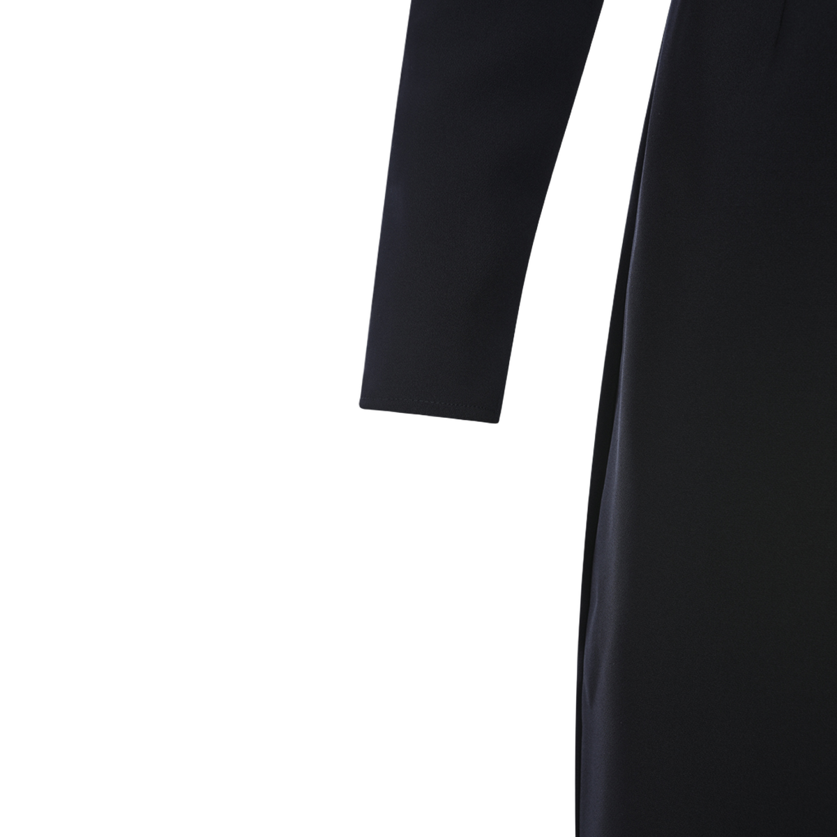 Fitted Black Midi Dress With Gold-Tone Hardware And Back Slit