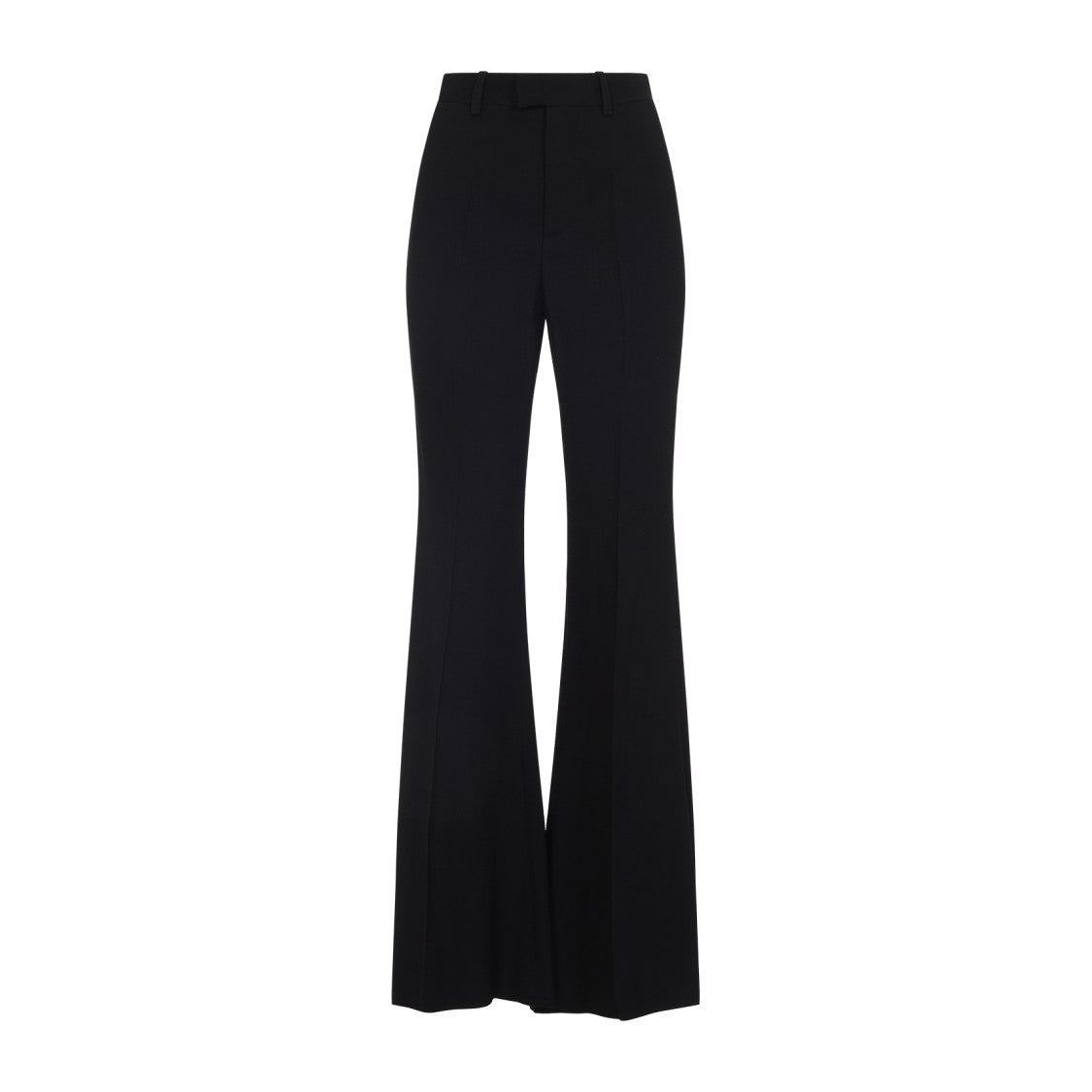 Fitted Black Trousers With Flared Hem