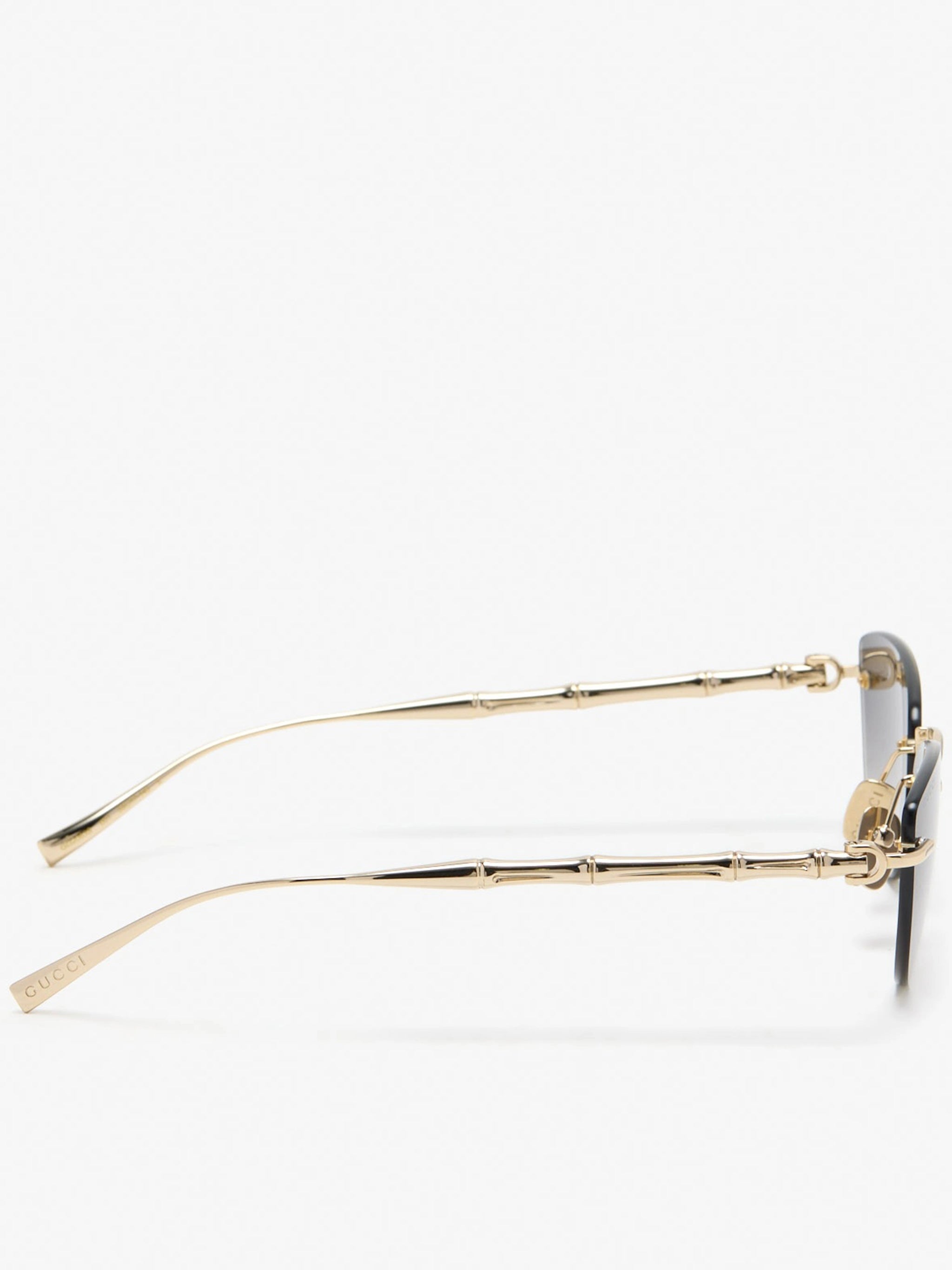 Gold Rimless Gradient Grey Bamboo Sunglasses