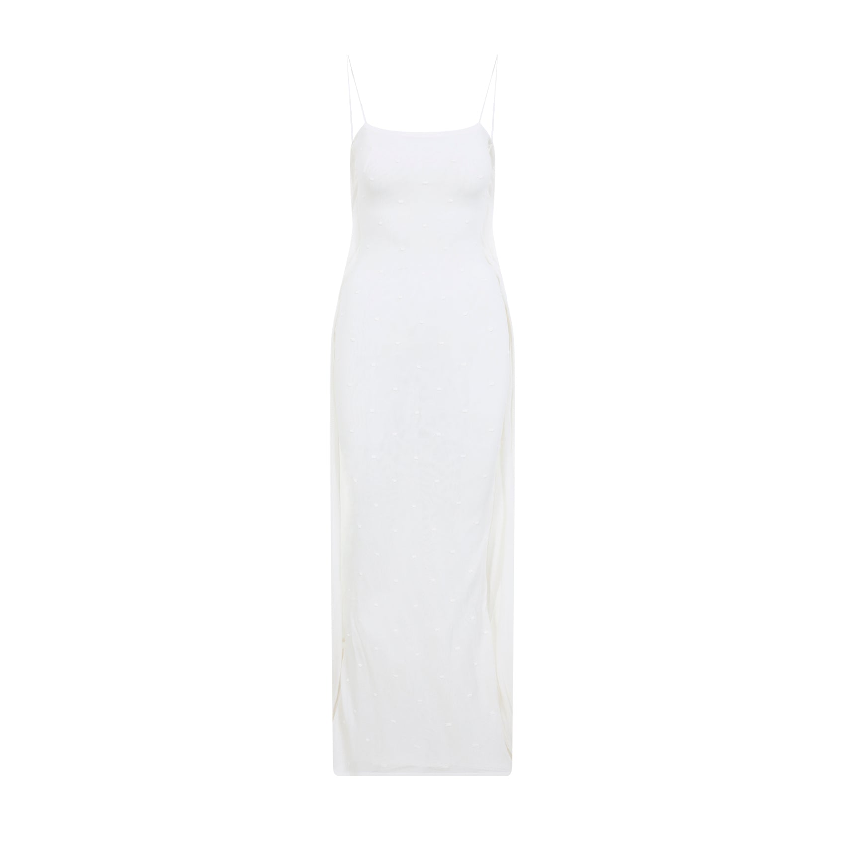 Long Spaghetti Strap Dress with Draped Back