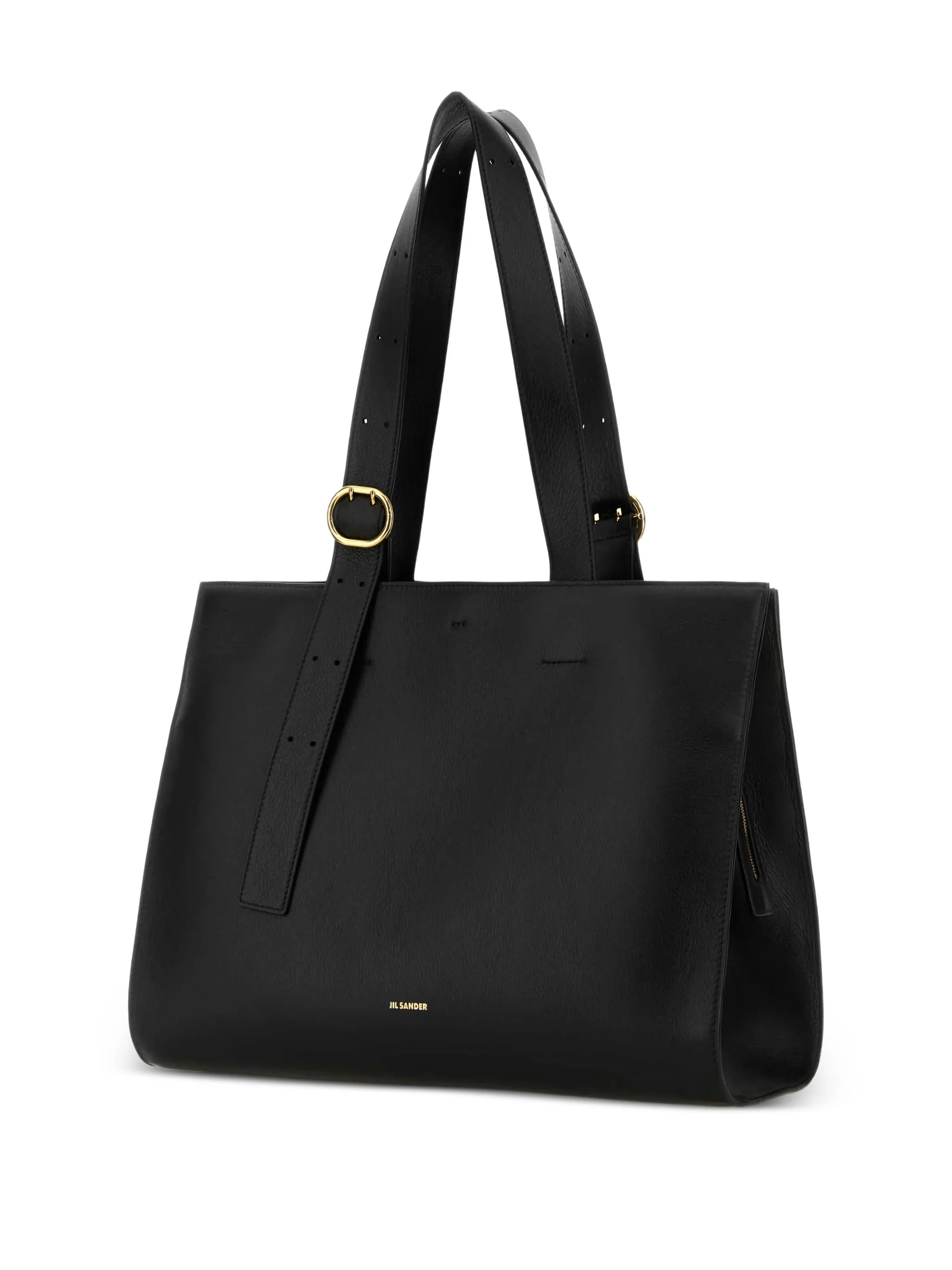 Black Shopping Rectangular Leather Tote