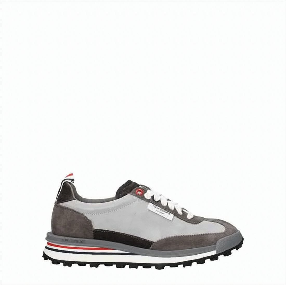 Neutral Tone Leather Sneakers with Textured Sole