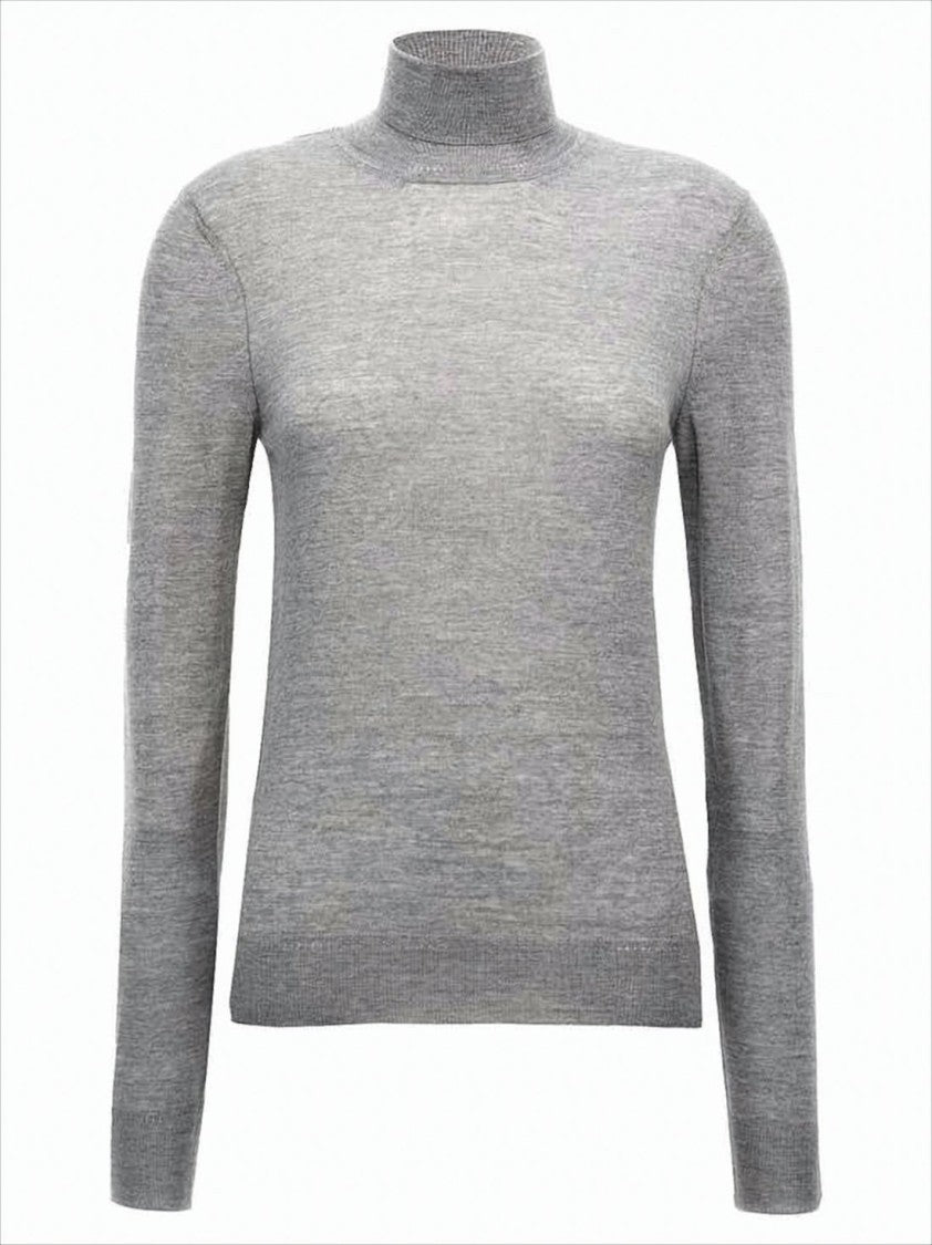 Refined Grey Wool Turtleneck Sweater by Saint Laurent