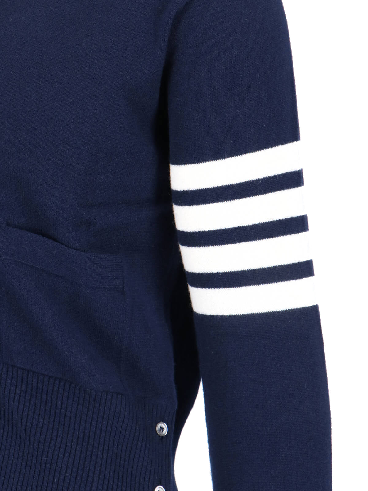 Navy Cashmere Cardigan With V-Neckline