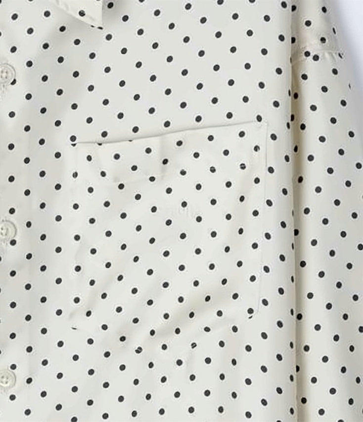 Silk Long-Sleeve Shirt with Polka Dot Pattern