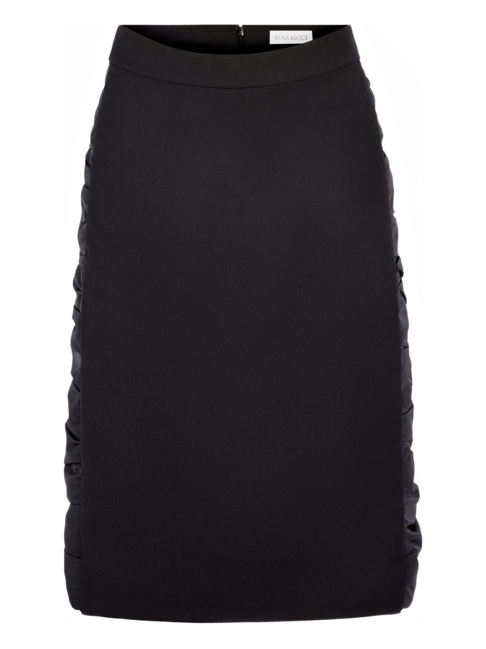 Ruched-Detail Straight Black Skirt