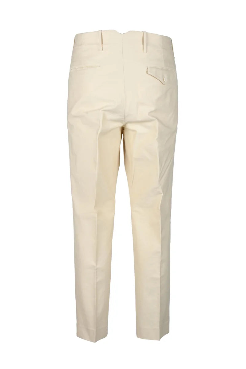 Tailored Beige Trousers with Mid-Rise Waist