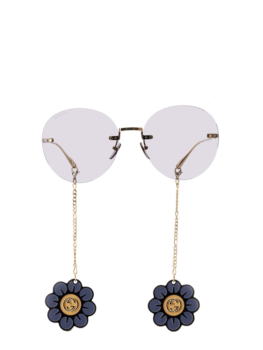 Gucci Sunglasses with Floral Pendant Accents