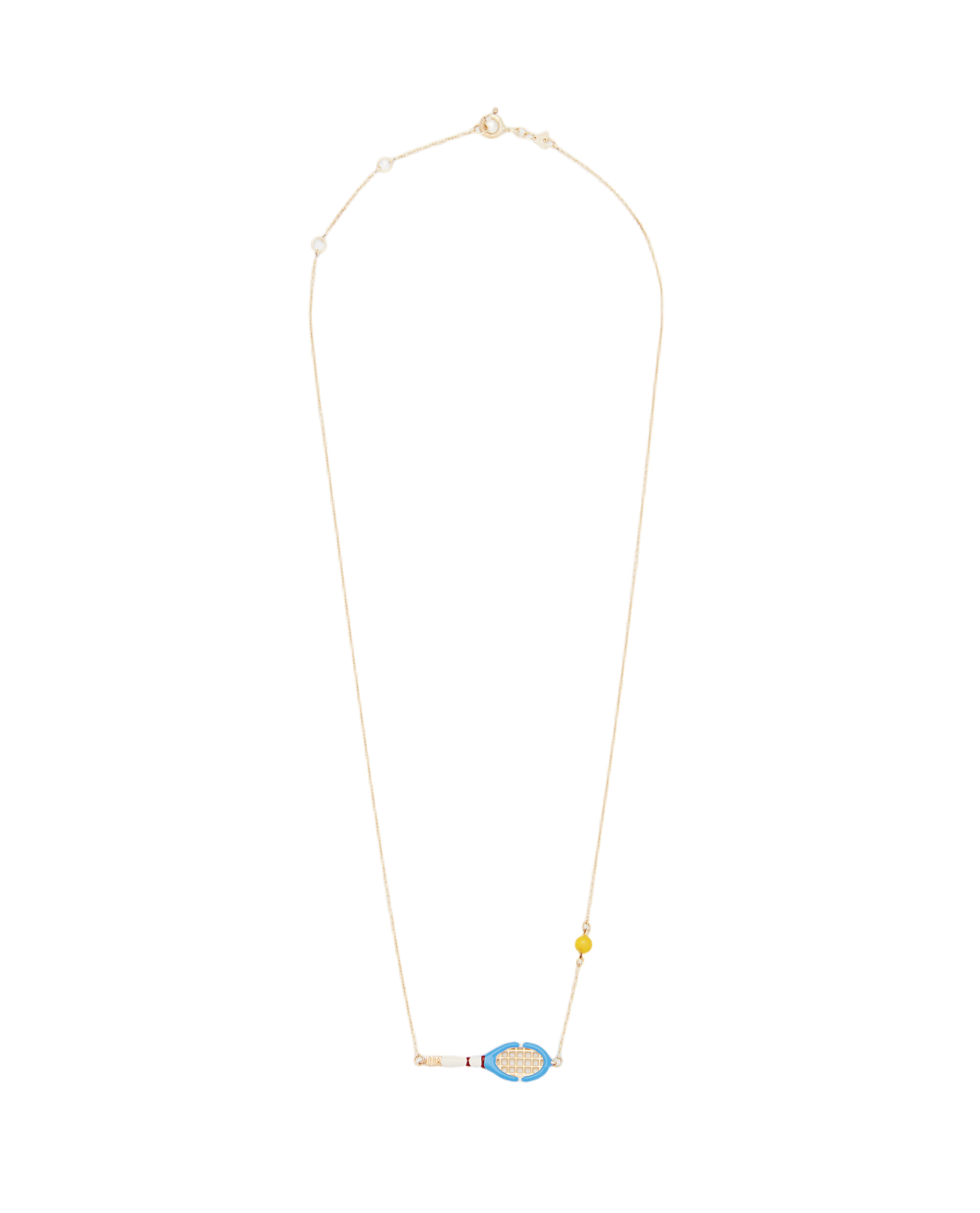 Light Blue Tennis Pelota 9K Gold Necklace