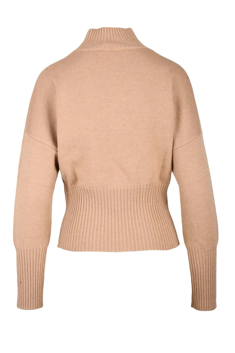 Nuccia Mock Neck Sweater - Beige