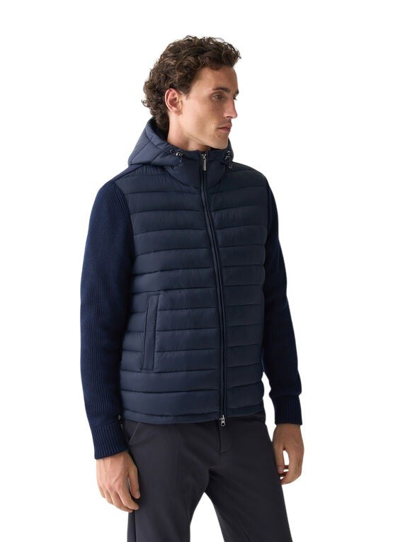 Quilted Front Windbreaker with Adjustable Hood