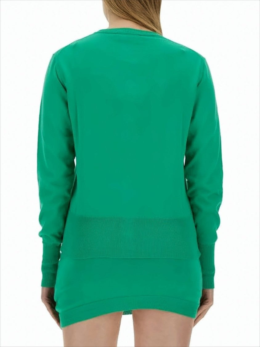 Button-Down Green Cardigan with Ribbed Details