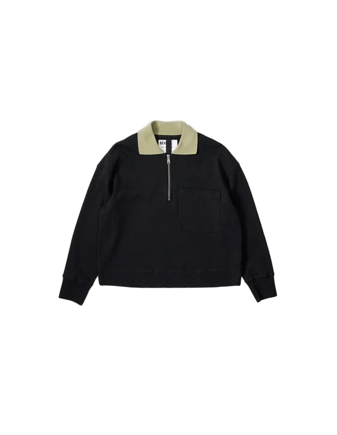 Boxy Cropped Long-Sleeved Pullover with Contrasting Collar