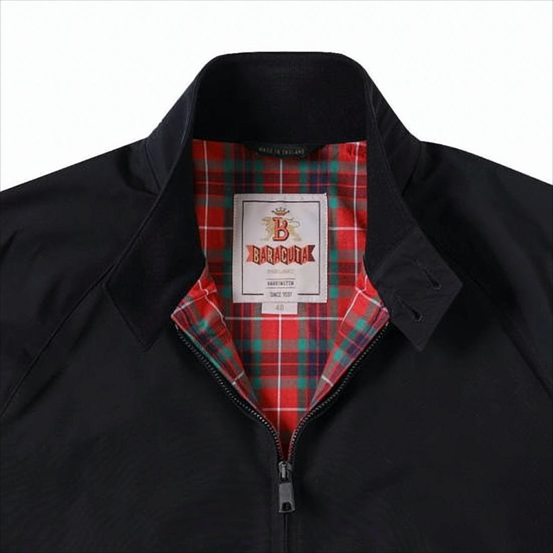 Classic Black Bomber Jacket with Tartan Lining