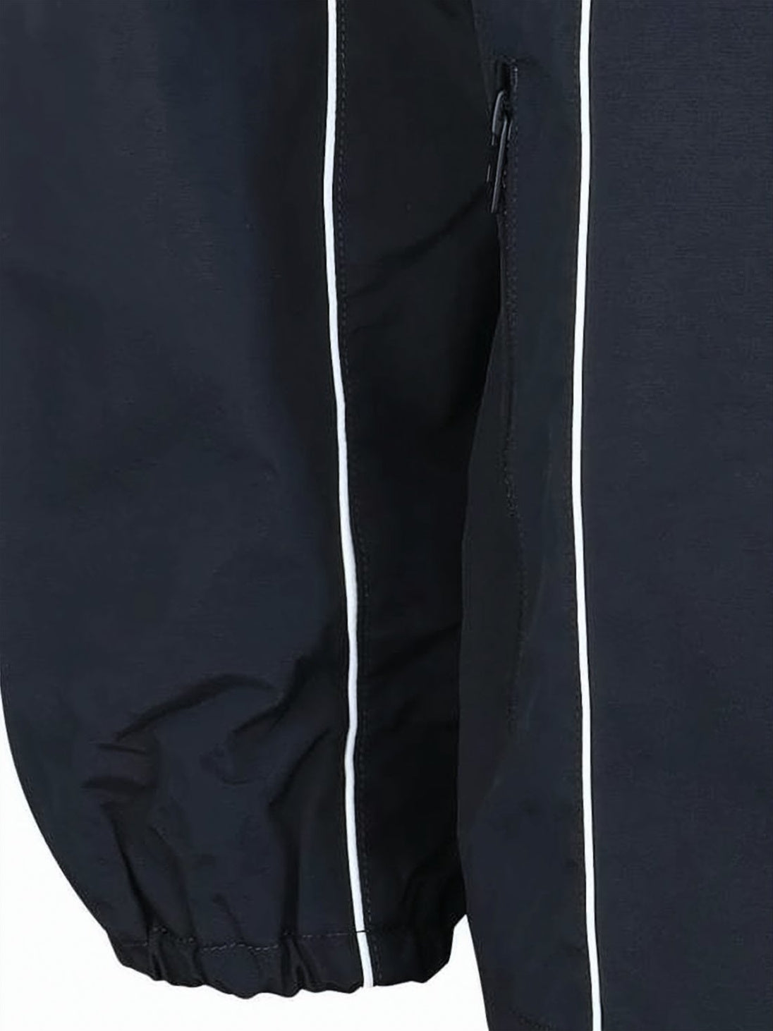 Hooded Black Nylon Jacket with Piping and Adjustable Features