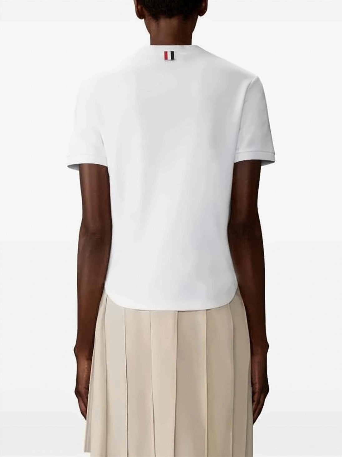 Cropped White Cotton T-Shirt with Pocket Detail