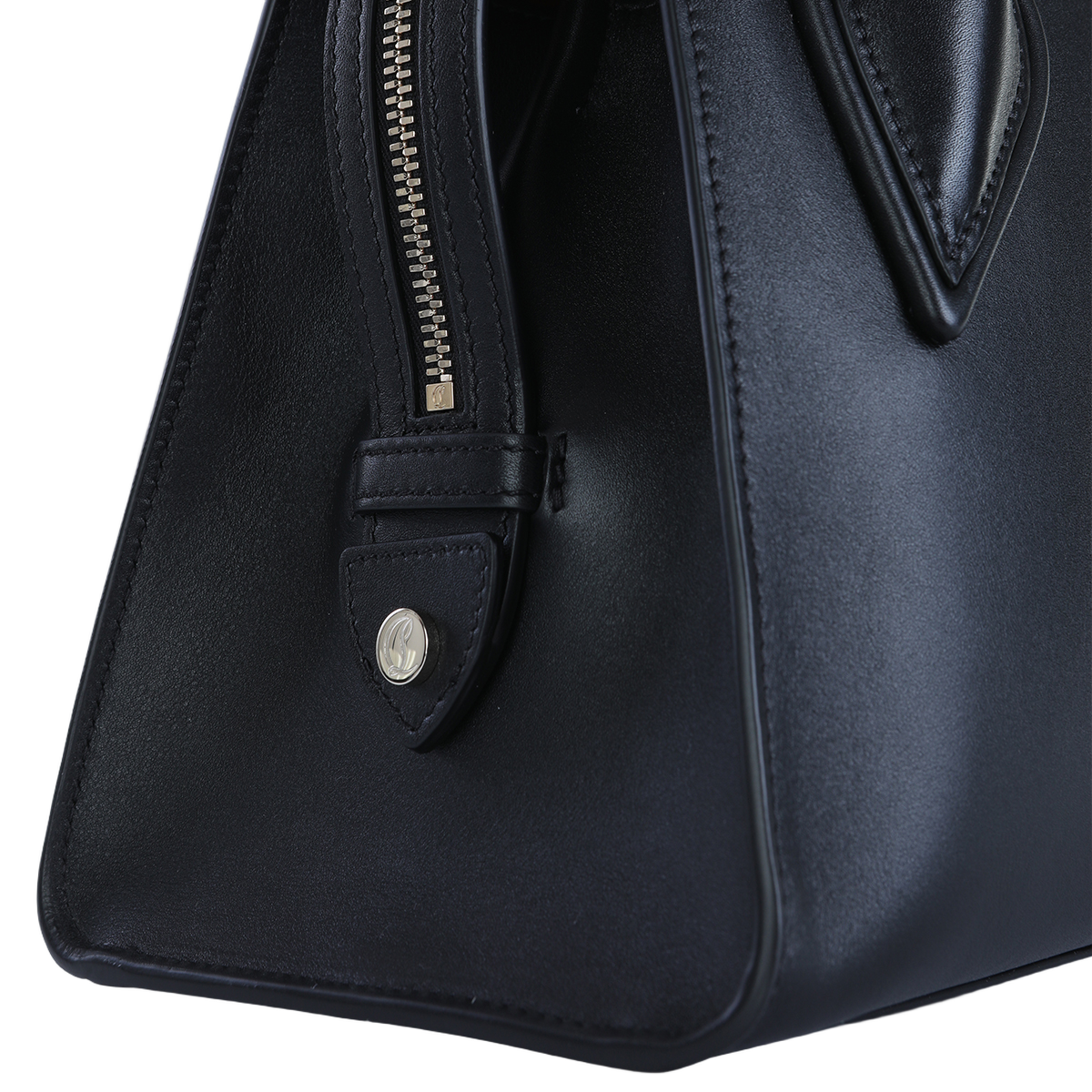 Black Handbag with Side Zipper Closure