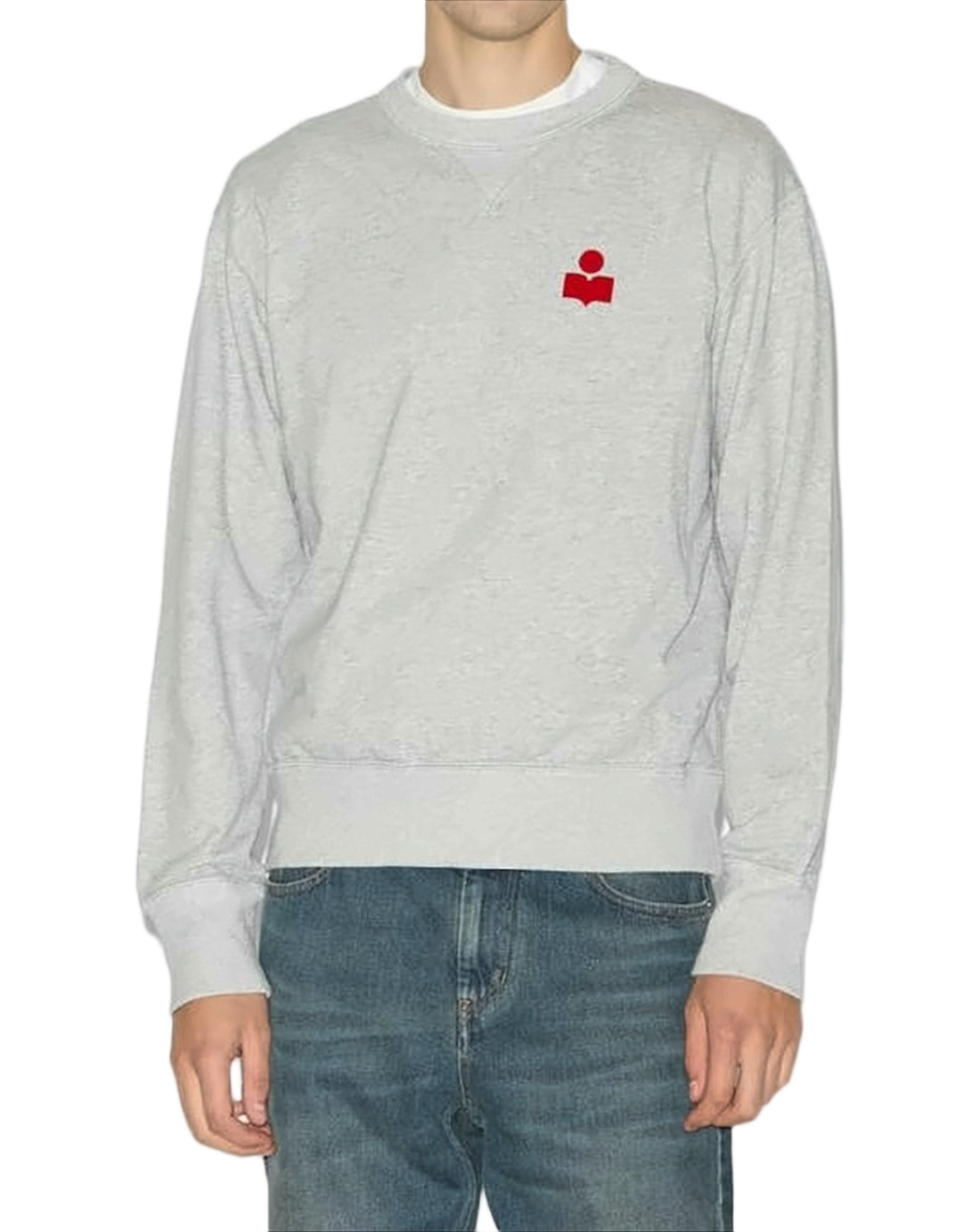 Long-Sleeve Grey Sweatshirt with Crew Neck