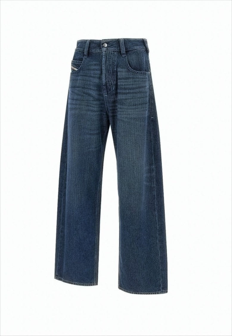 Cropped Wide-Leg Denim Pants with Classic Five-Pocket Design