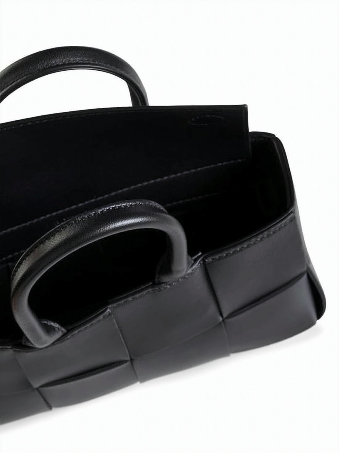 Rectangular Woven Black Lambskin Tote Bag