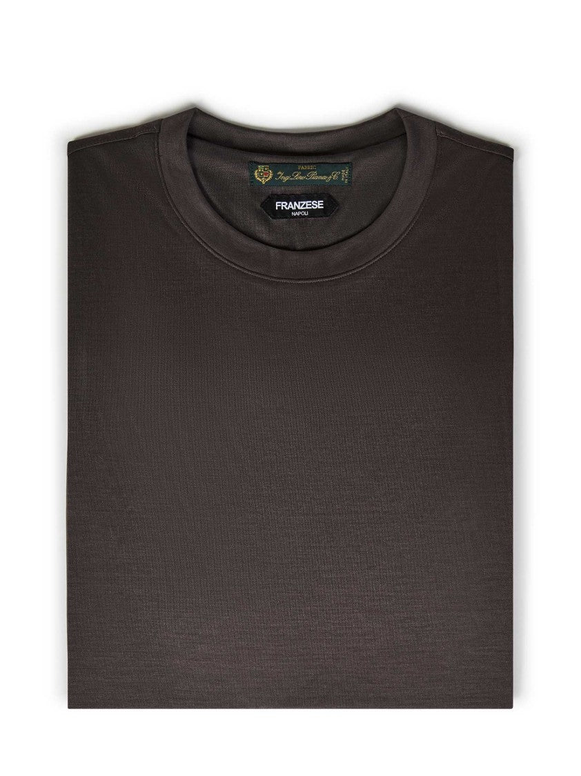 T-shirt z okrągłym dekoltem z miękkiej wełny z kolekcji Franzese